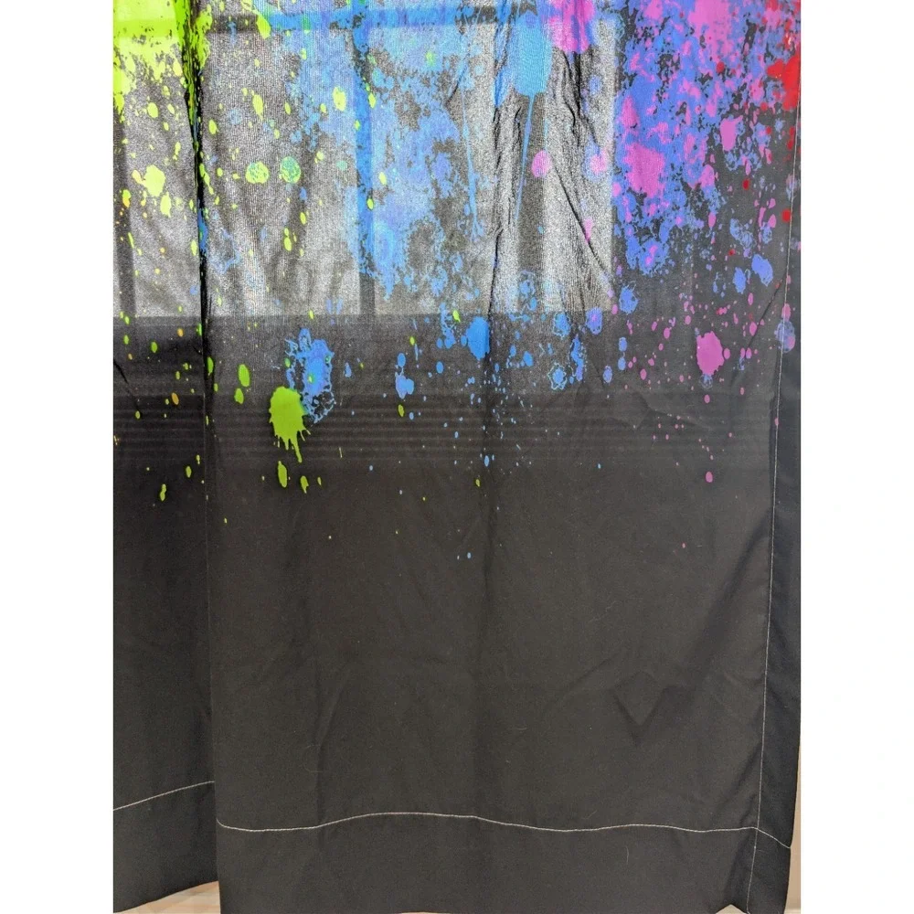 Vintage Crayola Curtain Spattered Paint Drip 2 Panels 51